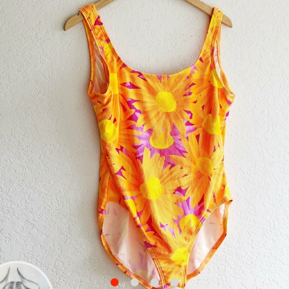 90s Pink, Orange, Yellow Flower Swimsuit